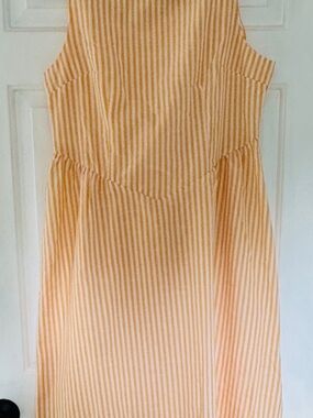 Sleeveless Yellow-White Striped Sundress